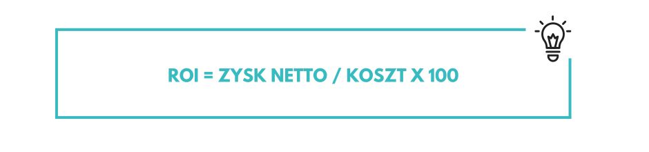 ROI = Zysk netto / koszt x 100